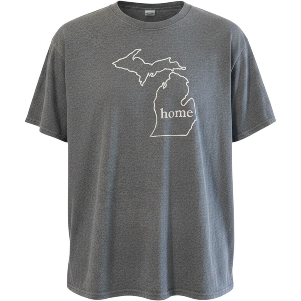 Men's Michigan Home State Graphic T-Shirt Size 2XL Gray Short Sleeve Tee